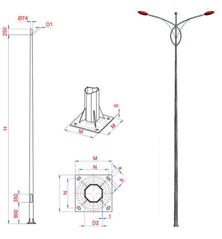 CỘT THÉP BẮT GIÁC CẦN RỜI BG6-D78