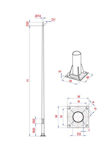 CỘT THÉP TRÒN CÔN RỜI CẦN TC8-D78