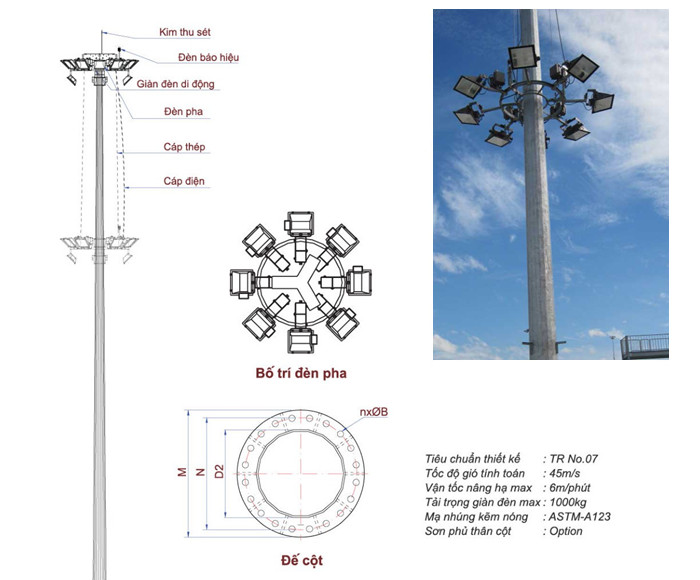 CỘT ĐÈN NÂNG HẠ NH20