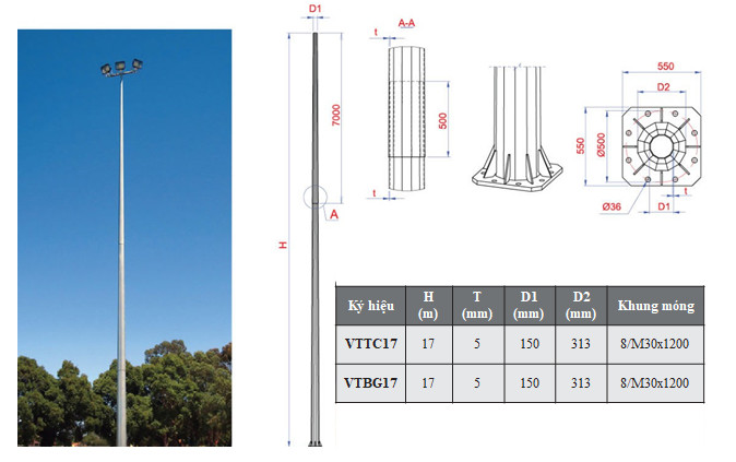 CỘT ĐÈN QUẢNG CÁO VTTC17